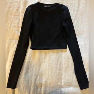 Zara Black Long Sleeve Crop Top
